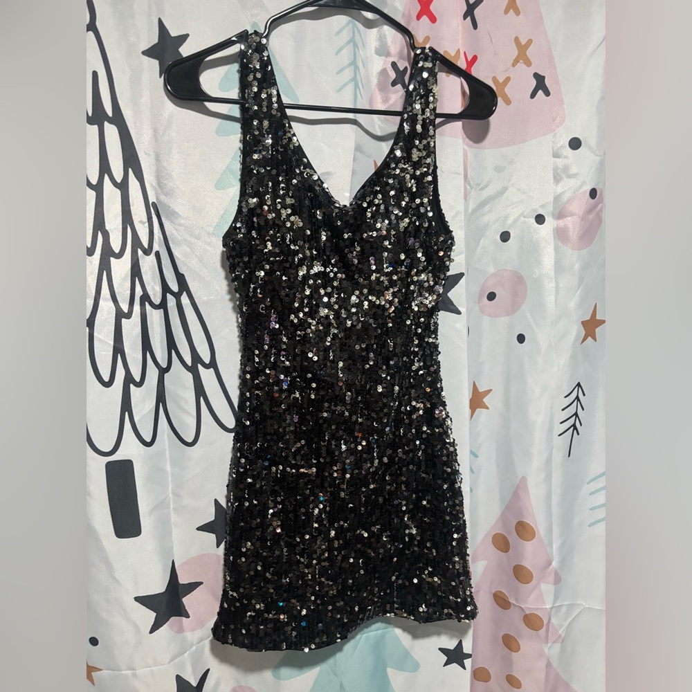 Sequin Black Mini black Dress